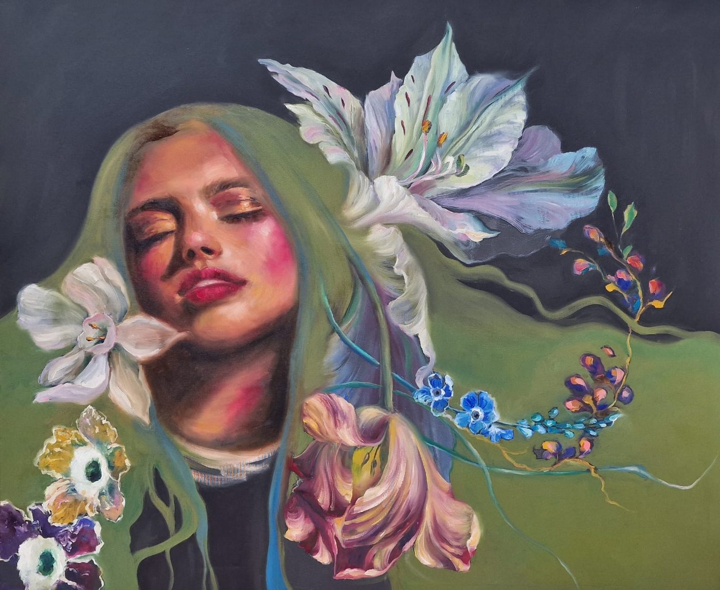 The blooming of silence, painting by Mirela Patras
