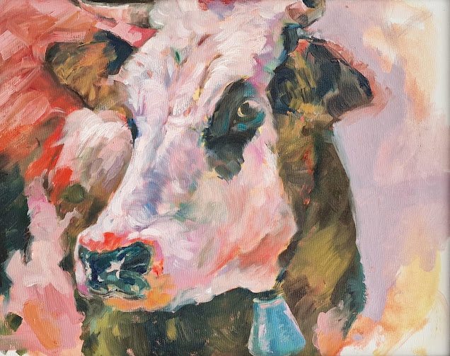 Cow, painting by Mirela Patras