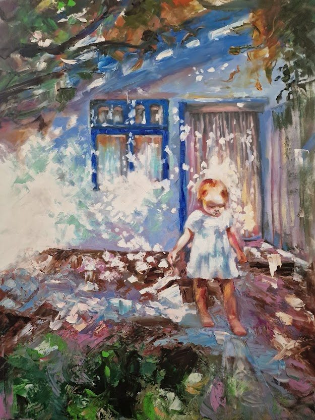 Country girl, painting by Mirela Patras