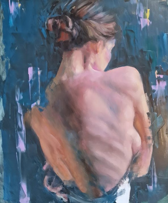 Woman back, painting by Mirela Patras